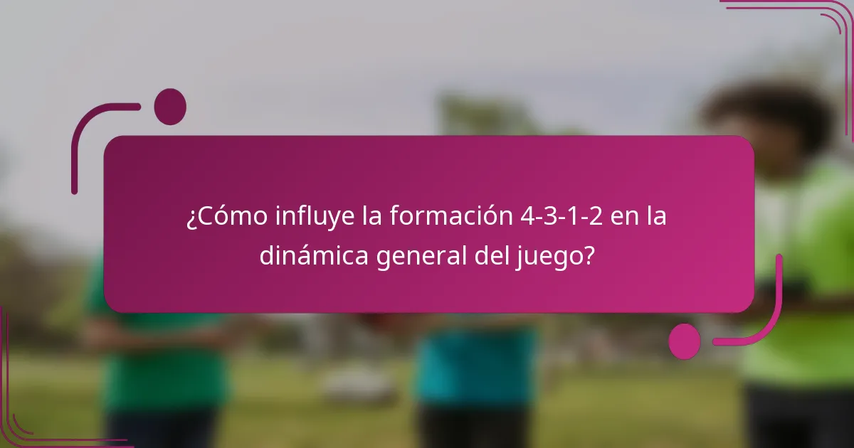 ¿Cómo influye la formación 4-3-1-2 en la dinámica general del juego?