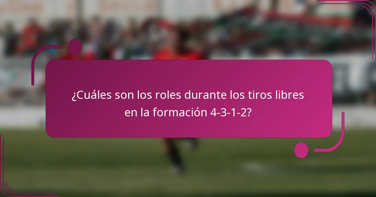 ¿Cuáles son los roles durante los tiros libres en la formación 4-3-1-2?